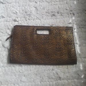Faux snake skin leather clutch purse